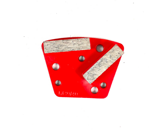 HTC Metal Bond Grinding Plate Double Bar 12mm Segments Medium Bond, RED